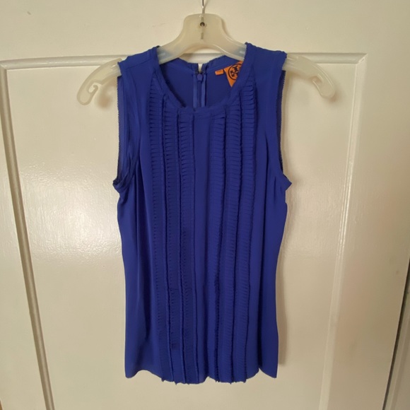 Tory Burch Blue Silk Ruffle Blouse - Picture 3 of 5